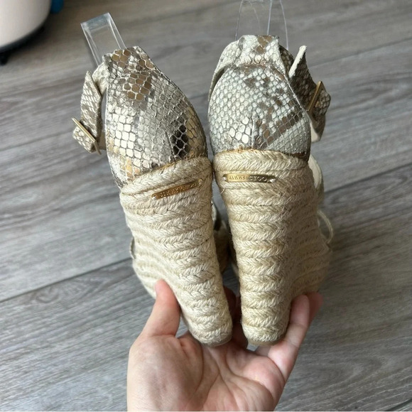Jimmy  Choo Snakeskin Espadrilles Wedge Sandals - Picture 6 of 16